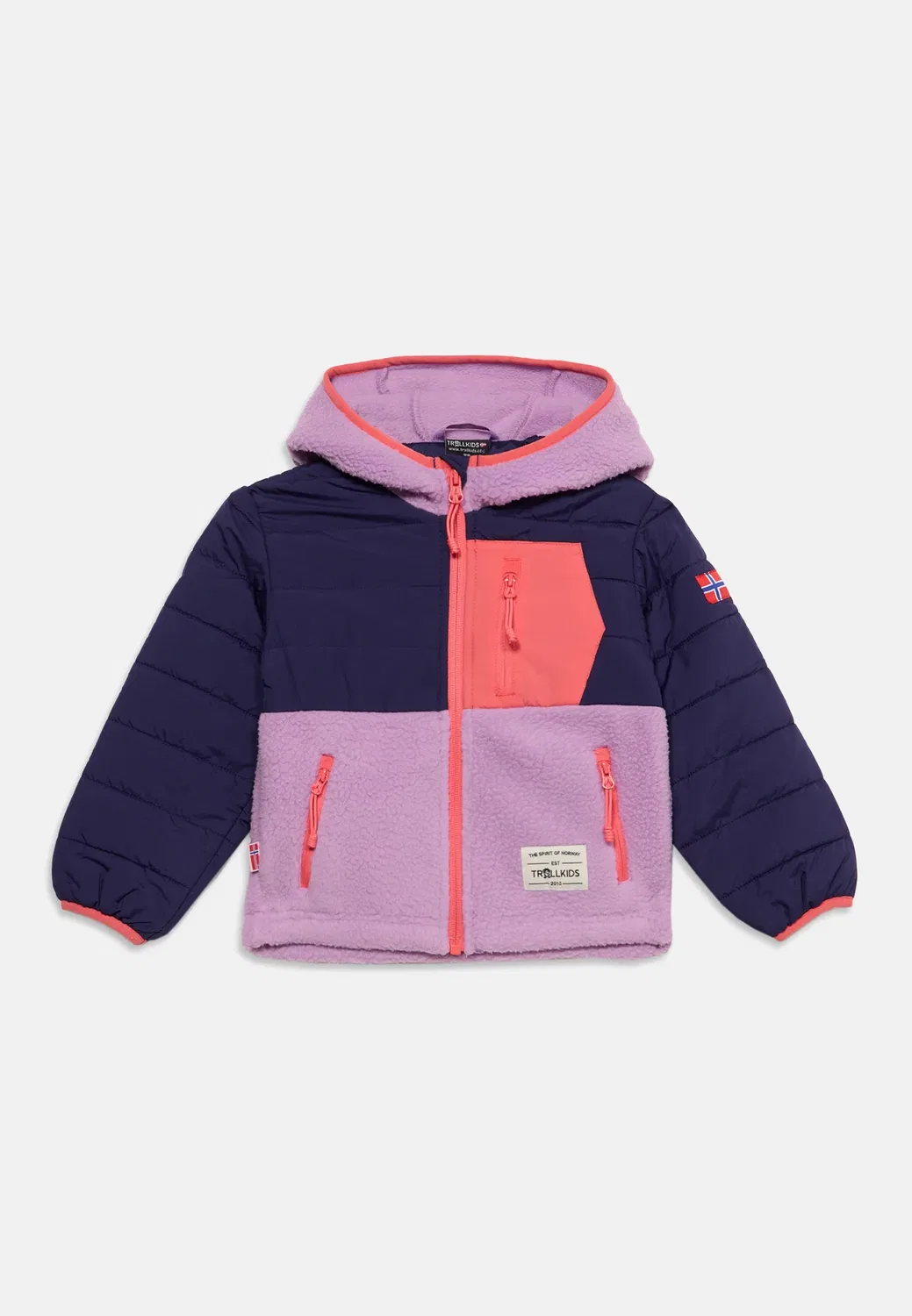 Romsdalen унисекс - легкая куртка Trollkids, Light Violet/Deep Violet/Coral Pink