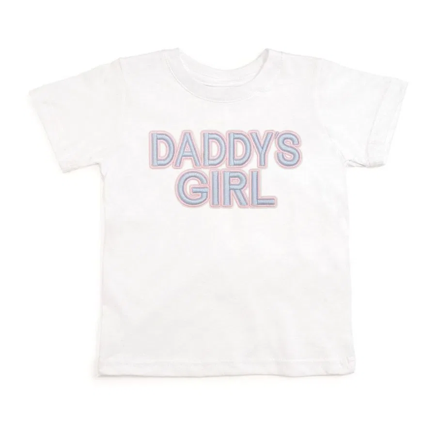 Футболка с принтом для девочек Daddy's Girl Patch Sweet Wink, White