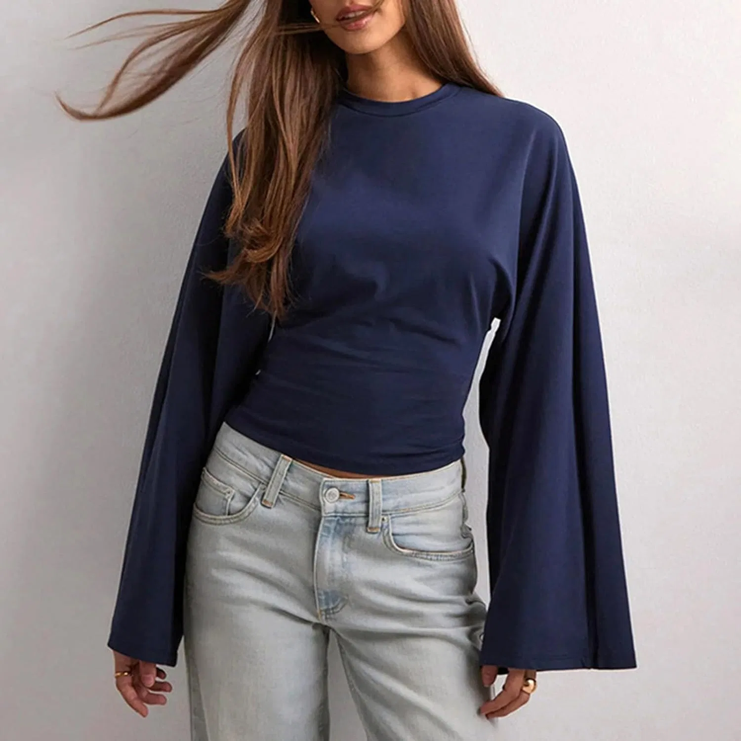 Женская футболка с утяжкой на талии Henley Shirt, Dark Blue — фото 2