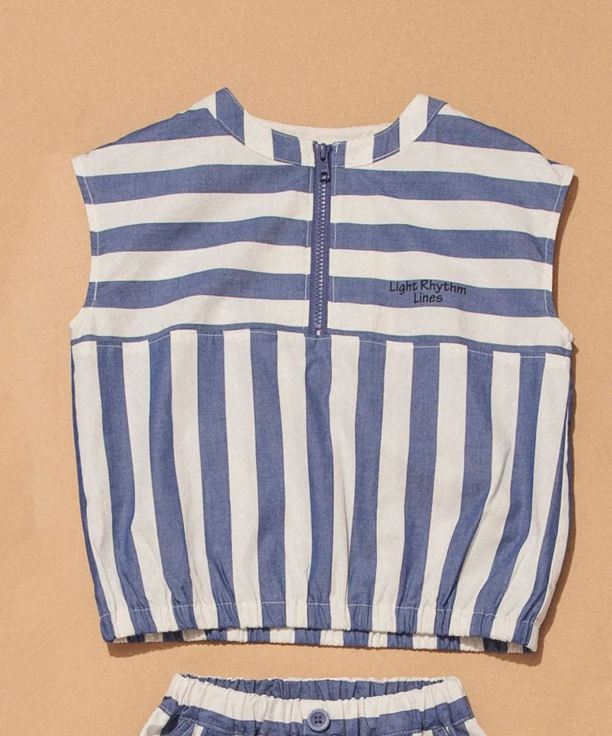 Детский топ с принтом Striped Half Zip branshes, Charcoal Grey — фото 2