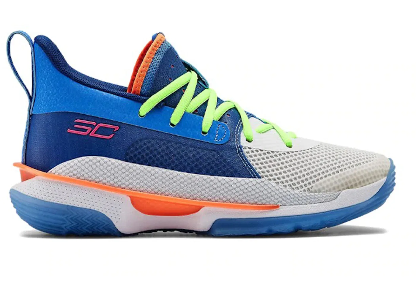 Детские кроссовки для баскетбола Under Armour Curry 7, Water/White-American Blue