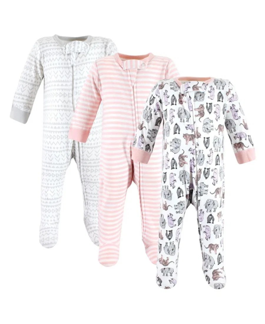 Комплект из 3 боди-комбинезонов Natural Cotton Sleep and Play Touched by Nature, Girl Endangered Safari