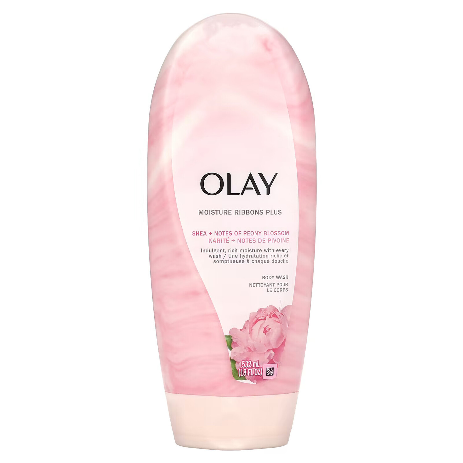 Olay, Гель для душа с увлажняющими лентами, ши и нотки пиона, 532 мл (18 жидк. Унций) — фото 2