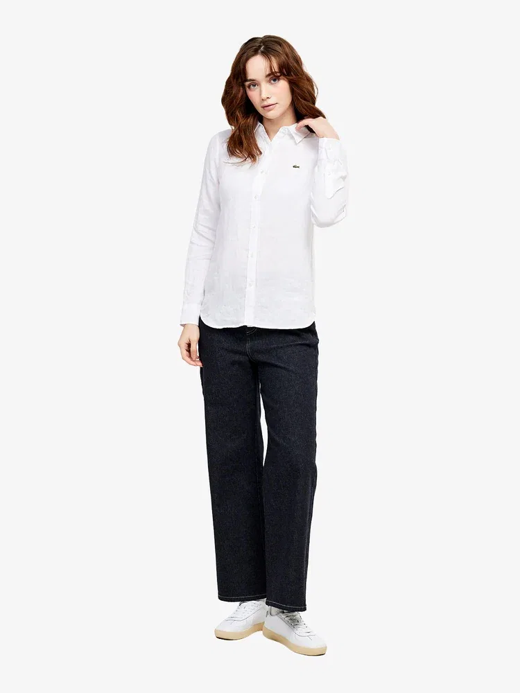 Женская рубашка из льна, Regular Fit LACOSTE, White