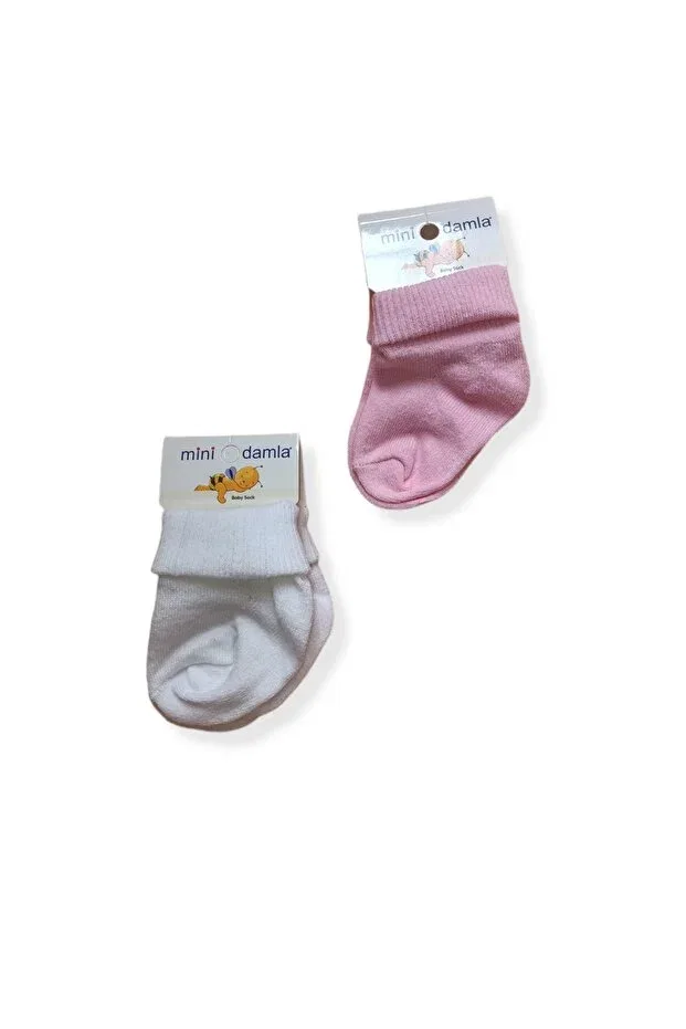 Детские носки для девочек хлопковые набор 2 пары Mini damla 2 pack Melomarketing, Pink & White