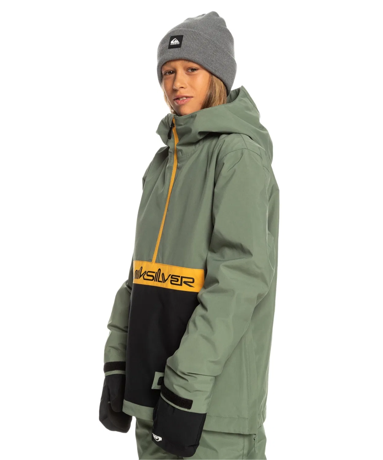 Детская анорака с брендовым логотипом Quiksilver STEEZE YOUTH JK, Зеленый — фото 3