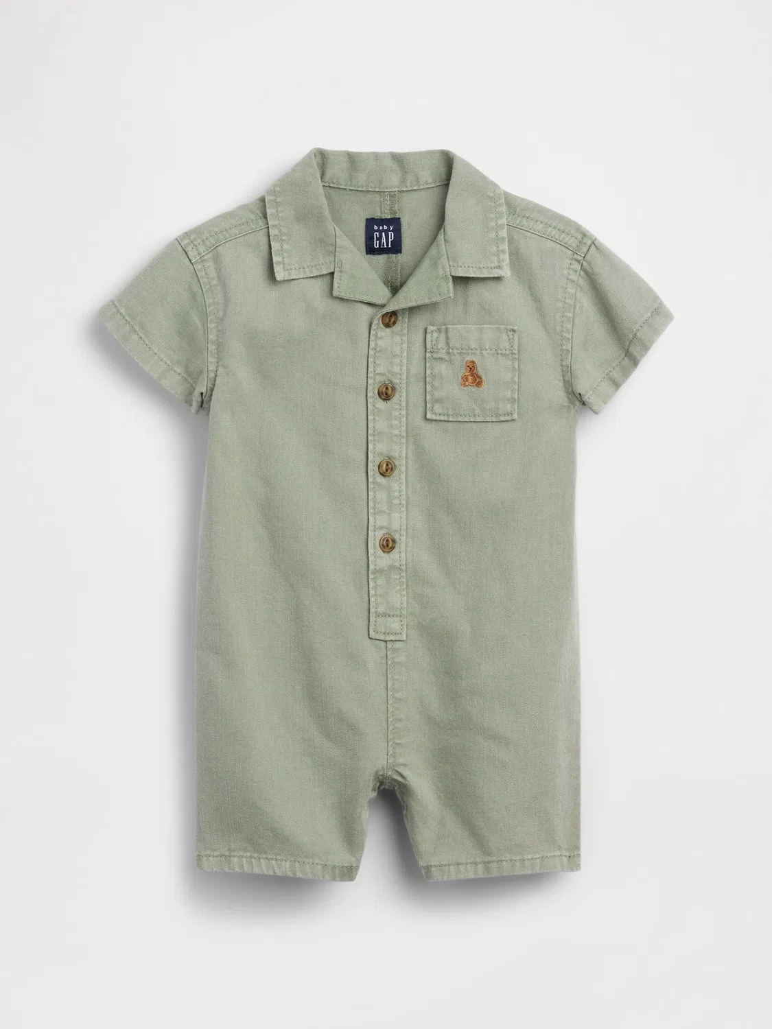 Комбинезон джинсовый короткий Gap Green, зеленый