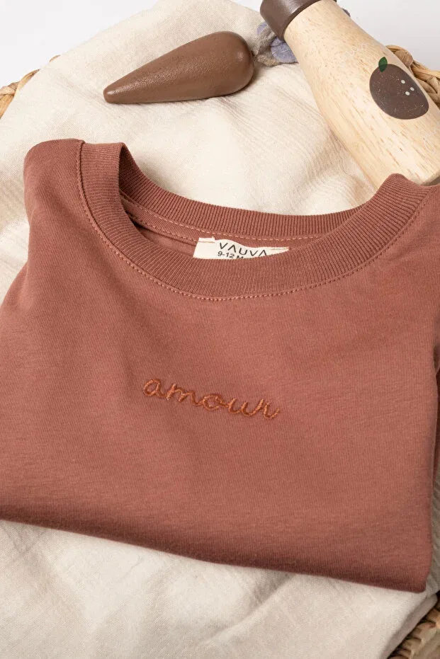 Детская футболка для девочек хлопковая Embroidered t-shirt Vauva, Tile — фото 4