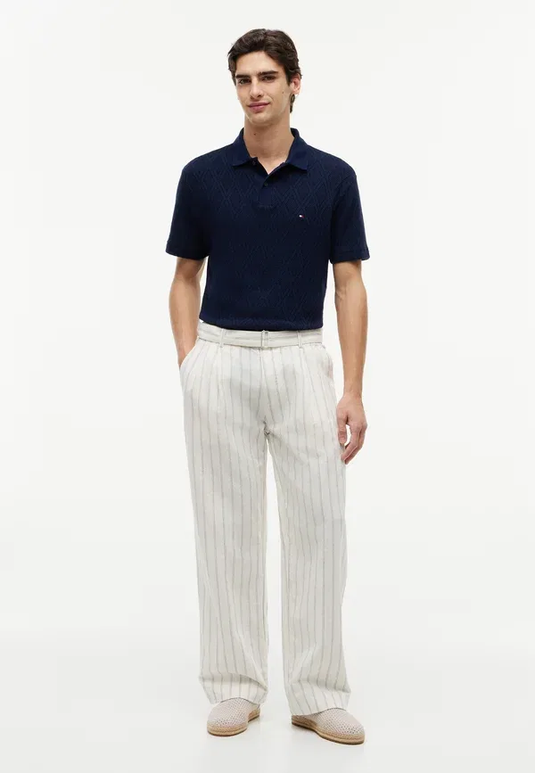 Поло хлопковое Jacquard Tommy Hilfiger, темно-синий — фото 2