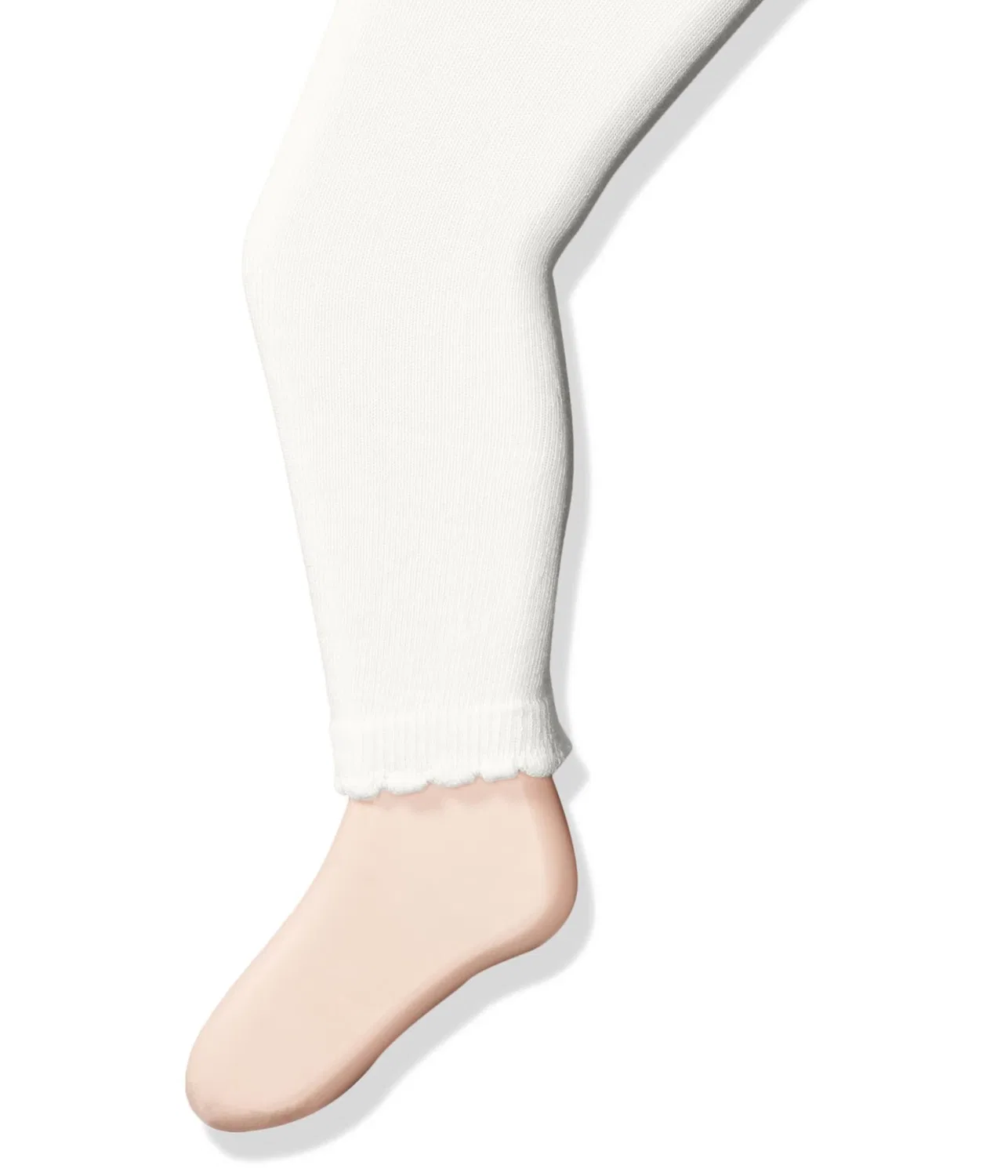 Детские хлопковые колготки без стопы с волнистым краем Girls' Baby Cotton Footless Tights with Scalloped Edge Jefferies Socks, Ivory