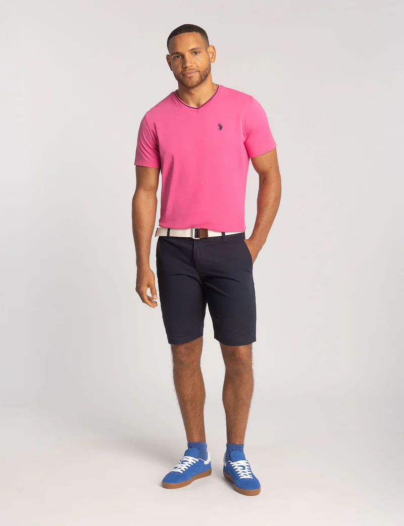 Футболка U.S. Polo Assn Tipped V-Neck Jersey, розовый — фото 3