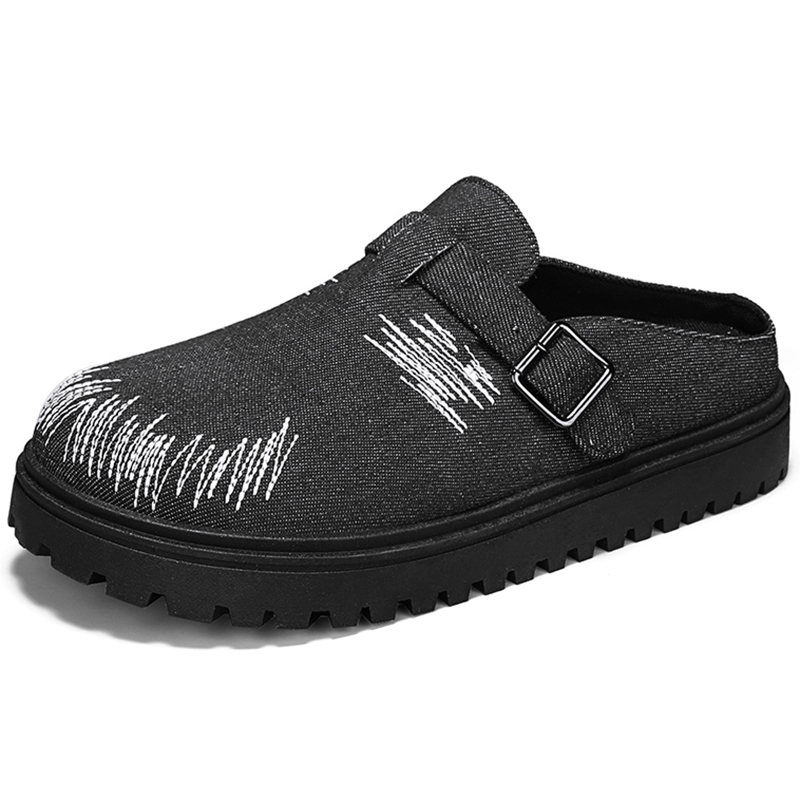 

Сандалии с закрытым носком, устойчивые к истиранию и скольжению, мужские LINGPAO, Denim Black