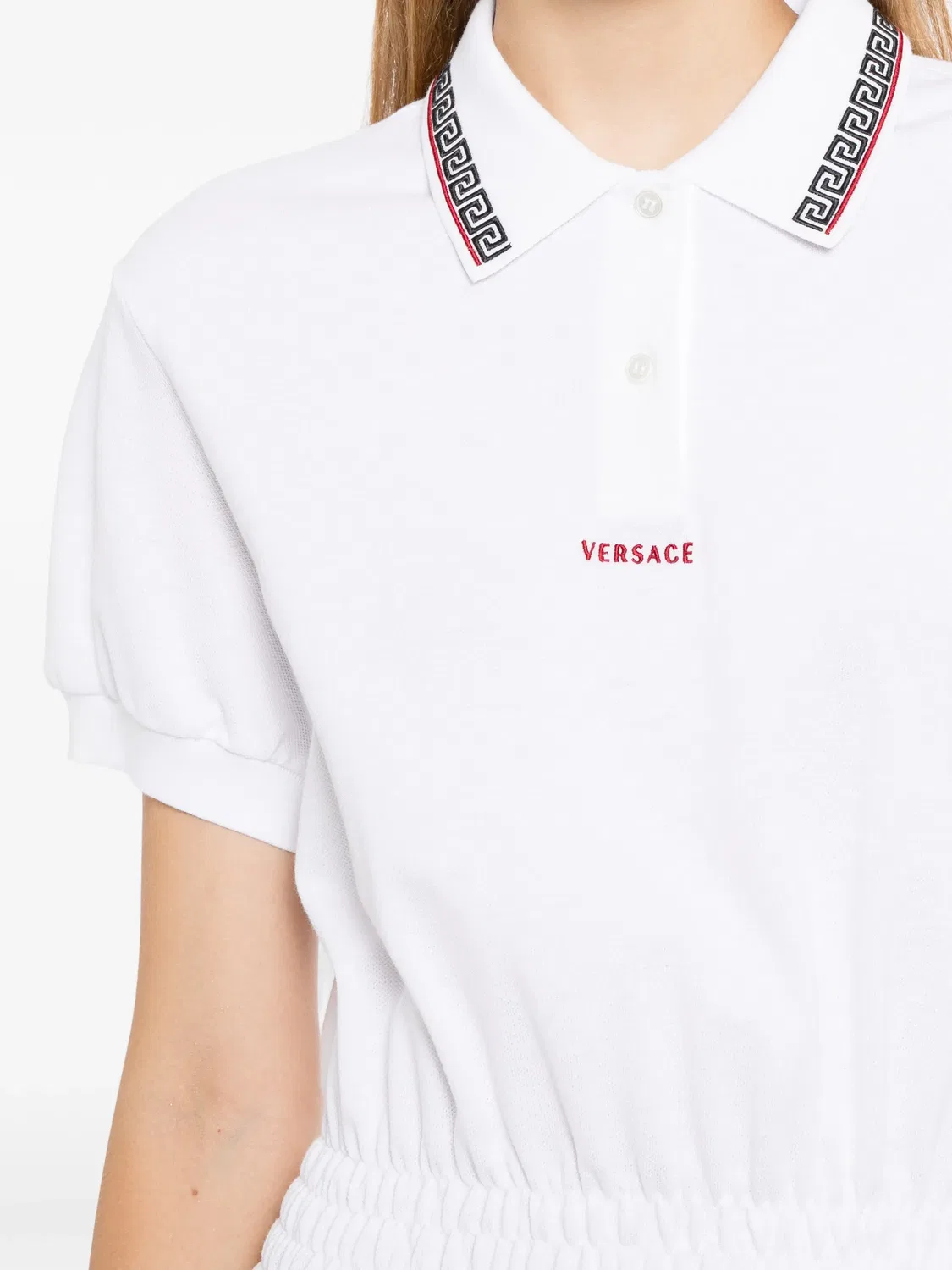 Платье-поло с вышивкой белого цвета Versace, белый — фото 2