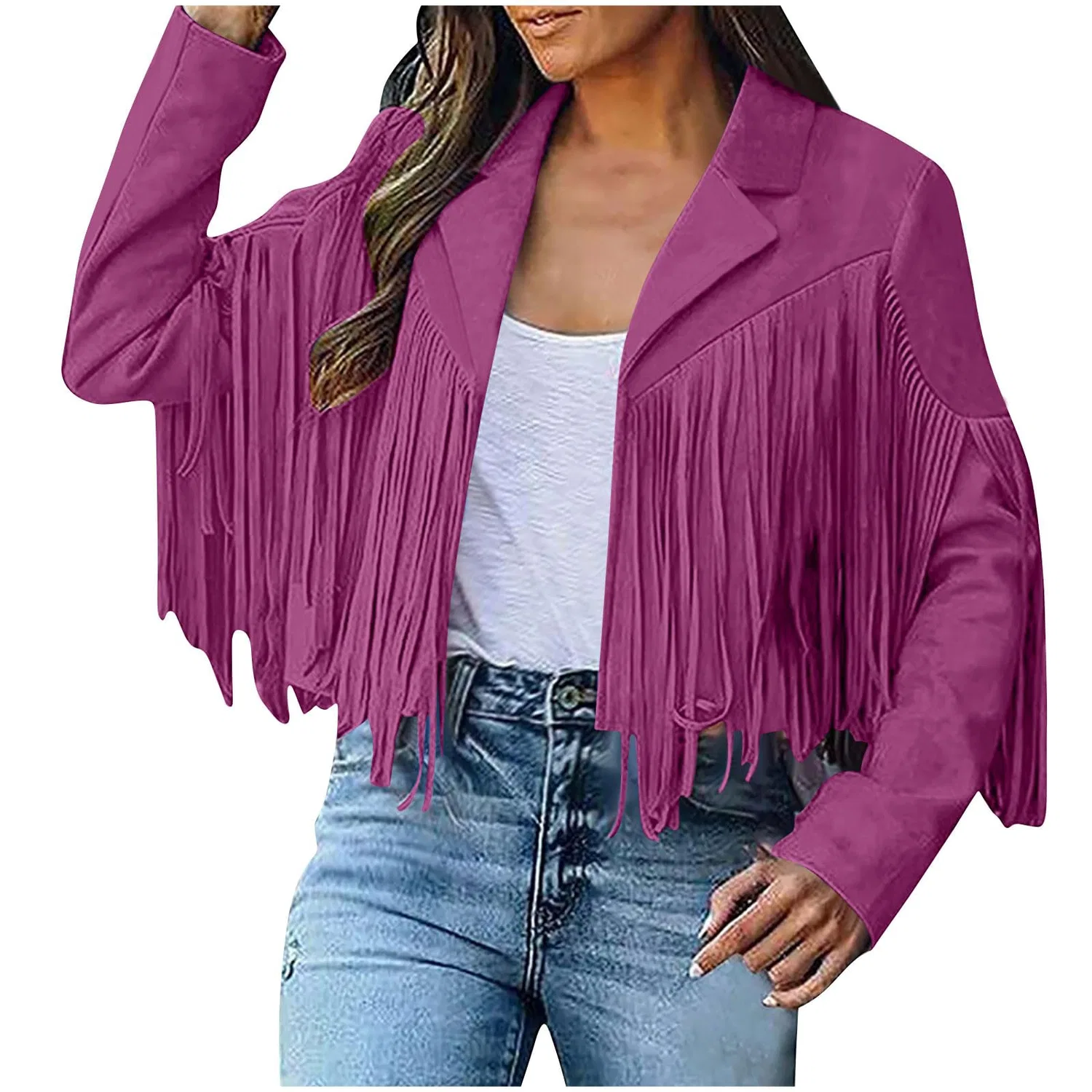 Женское пальто с бахромой Western Cowboy Style, Rosa acceso