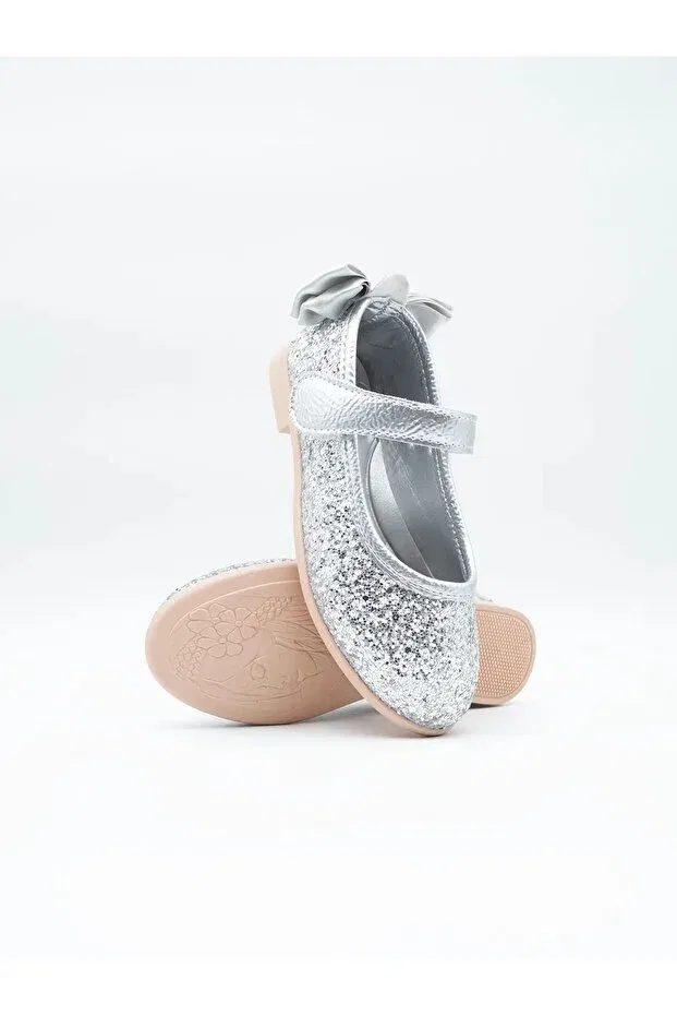 Детские балетки для девочек с блестками Pinkchıld, Silver