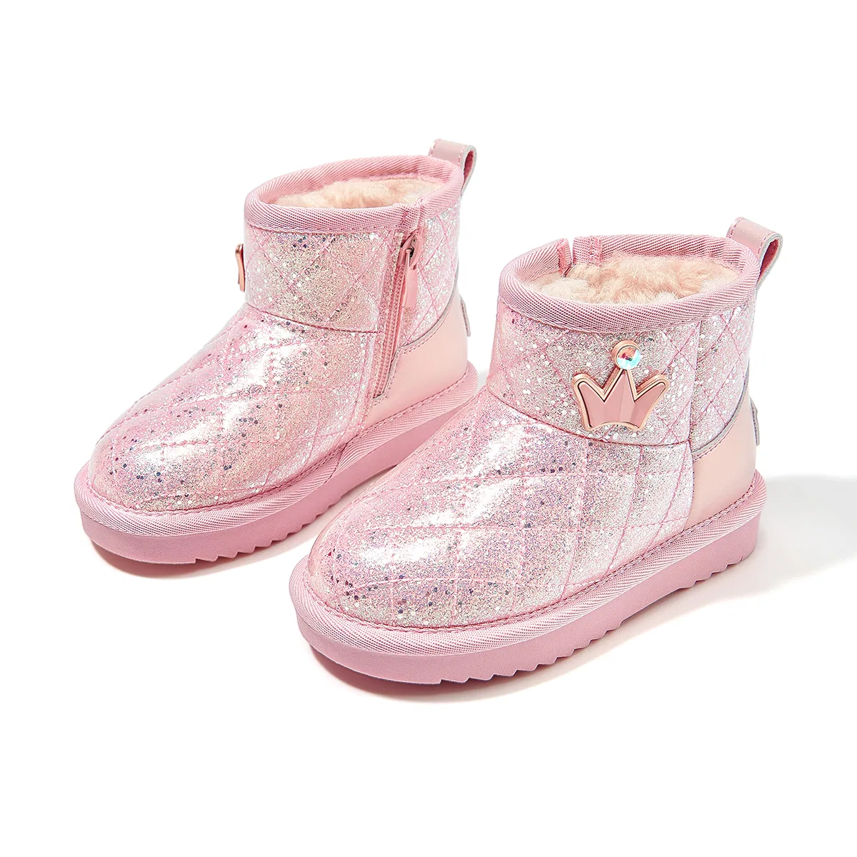Barbie Детские зимние снежные ботинки с флисовой подкладкой, водонепроницаемые, Pink — фото 4