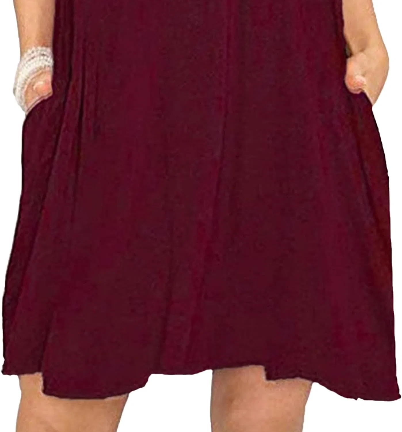 Женское летнее платье на тонких бретелях с V-образным вырезом, Wine Red — фото 3
