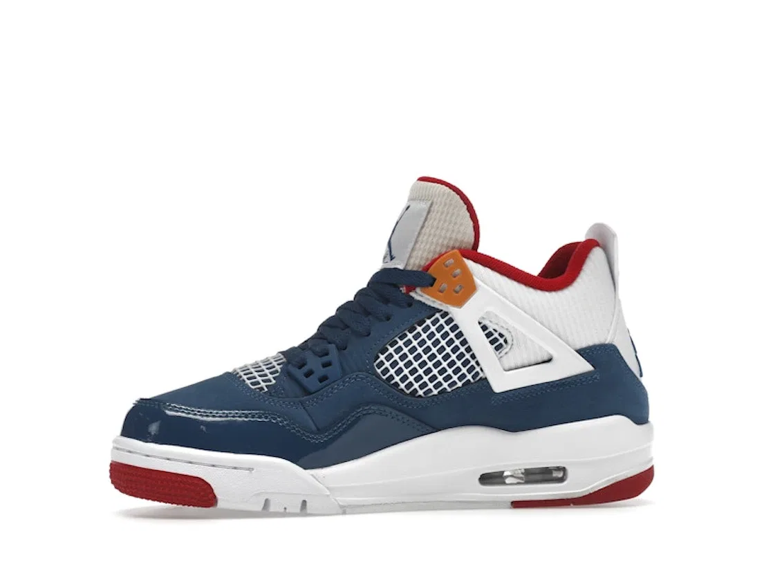 Детские кроссовки Lifestyle с принтом Jordan 4 Retro, French Blue/White/Gym Red/Pearl White — фото 3