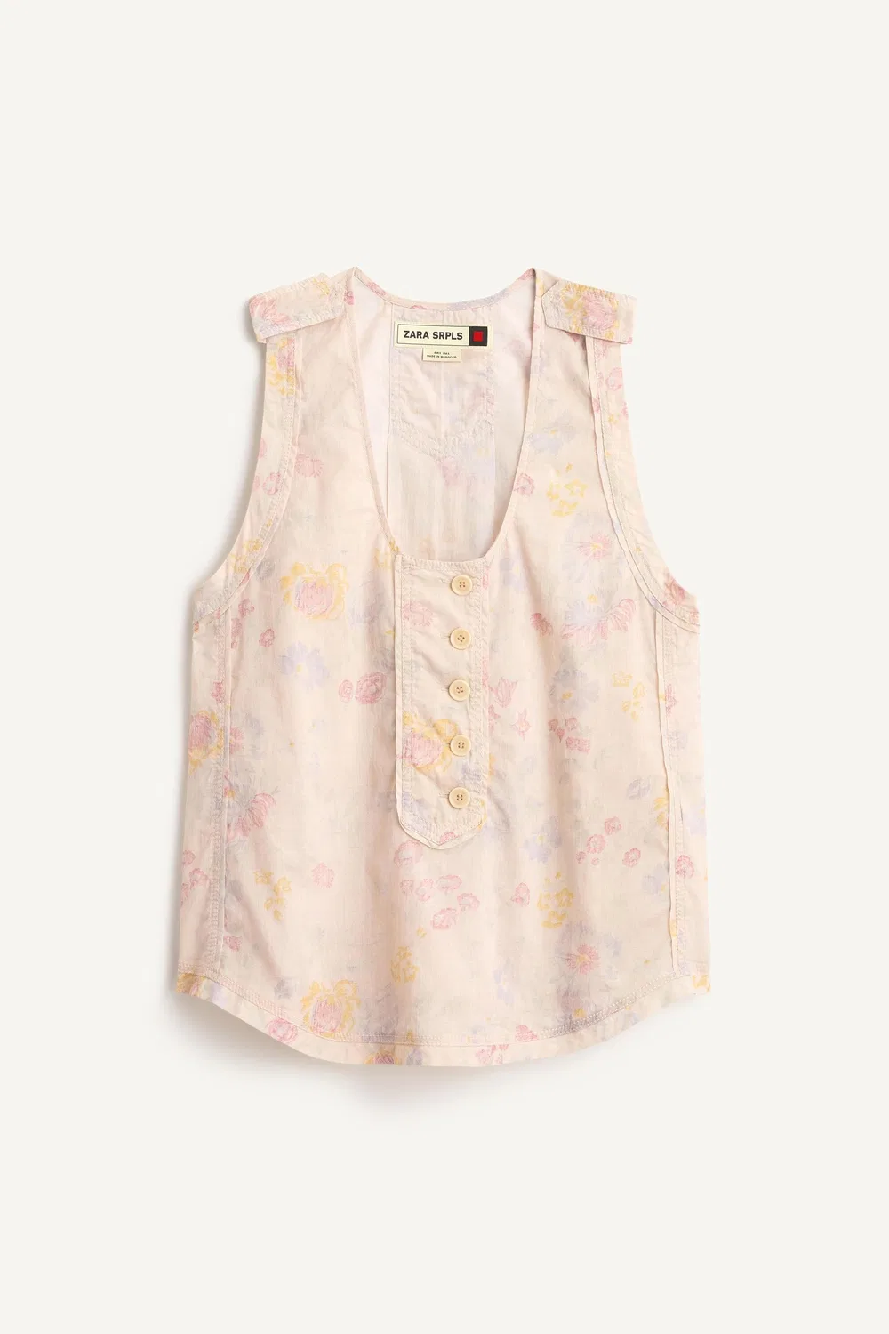 Топ SLLVLSS FLWRS ZARA, Ecru — фото 4