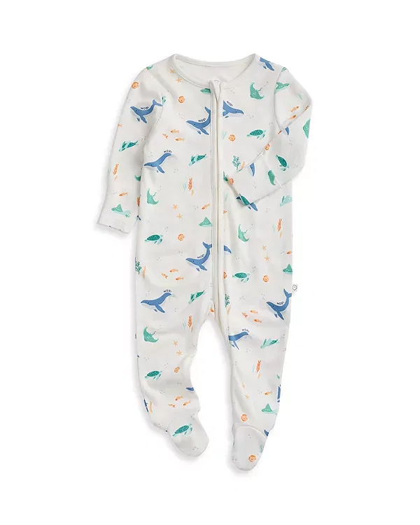 Детский комбинезон для мальчиков с принтом Whale Two Way Zip Up Sleepsuit Footie Mori, Whale Print