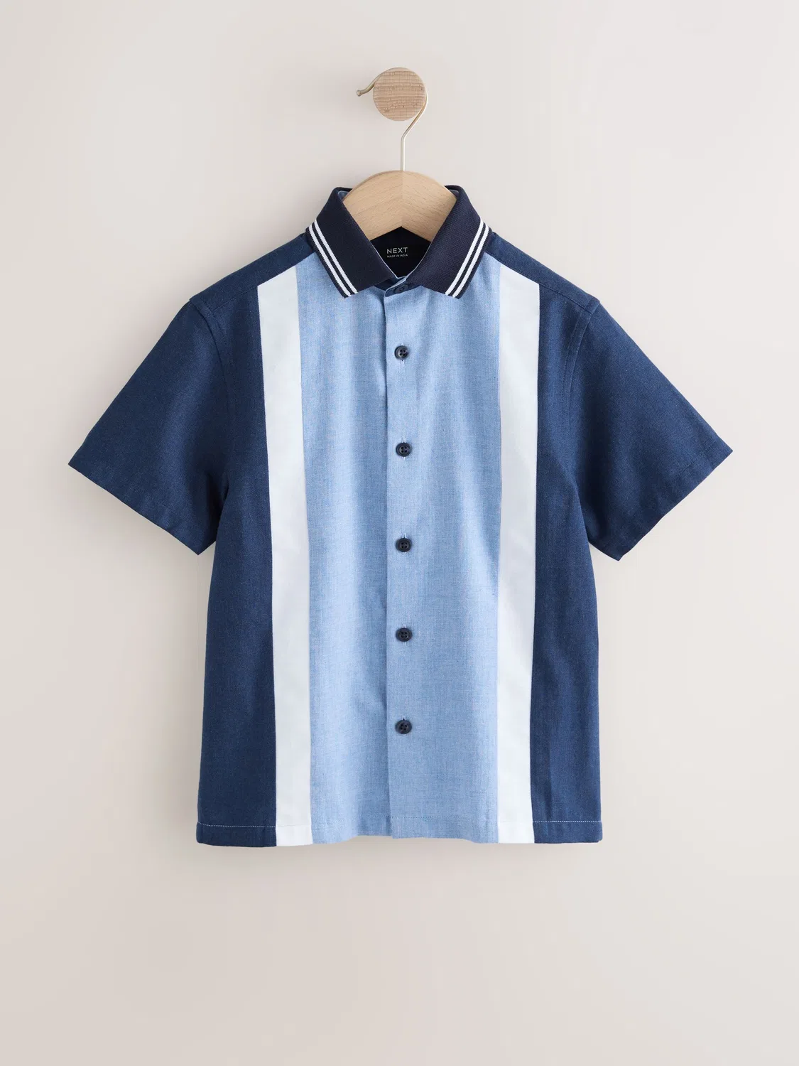 Рубашка с коротким рукавом Colourblock Stripe Next, синий/темно-синий