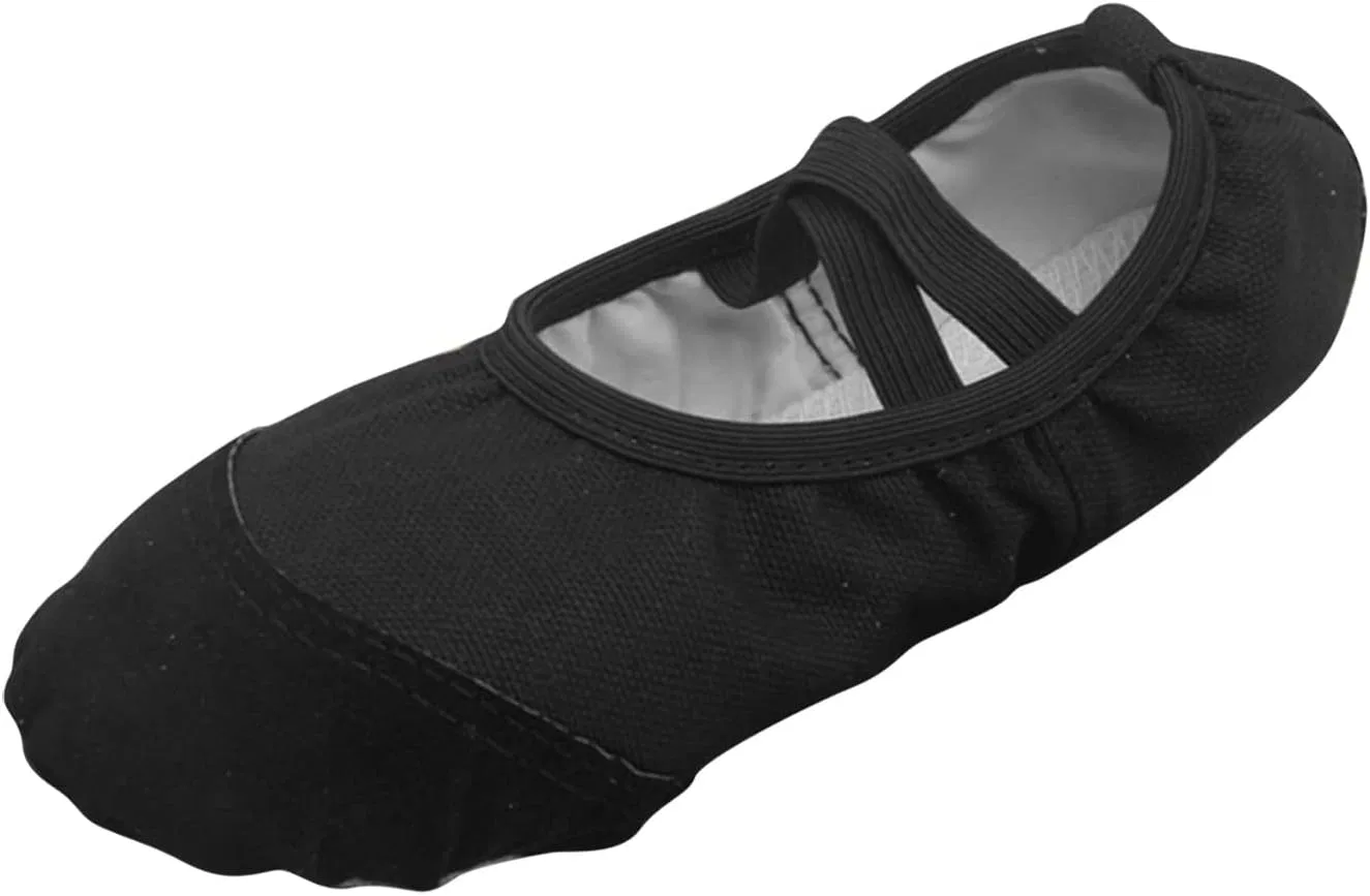 Детские балетки с высокой растяжимостью Canvas Ballet Shoes для девочек и мальчиков, Black