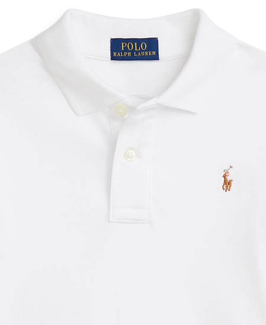 Детская рубашка-поло с длинным рукавом, с вышивкой Pony Polo Ralph Lauren, White — фото 3