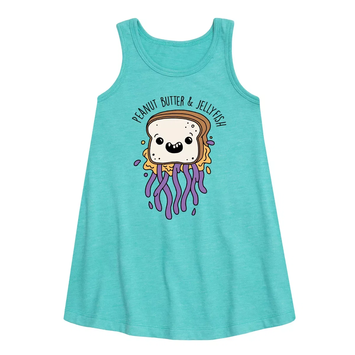 Детское платье-трапеция без рукавов Peanut Butter & Jellyfish Instant Message, Turquoise
