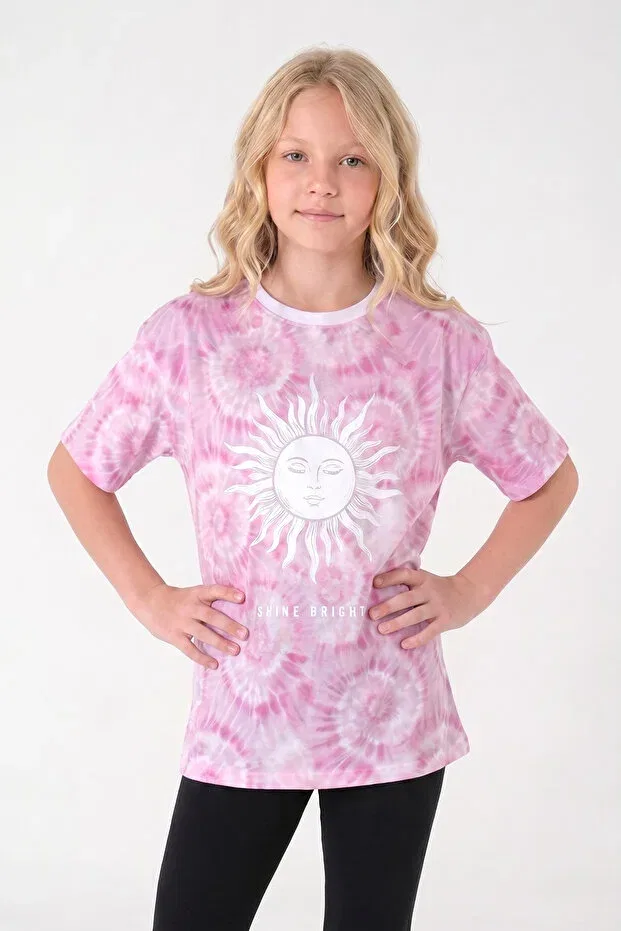 Детская футболка для девочек с принтом Oversize Kyron, Pink — фото 3