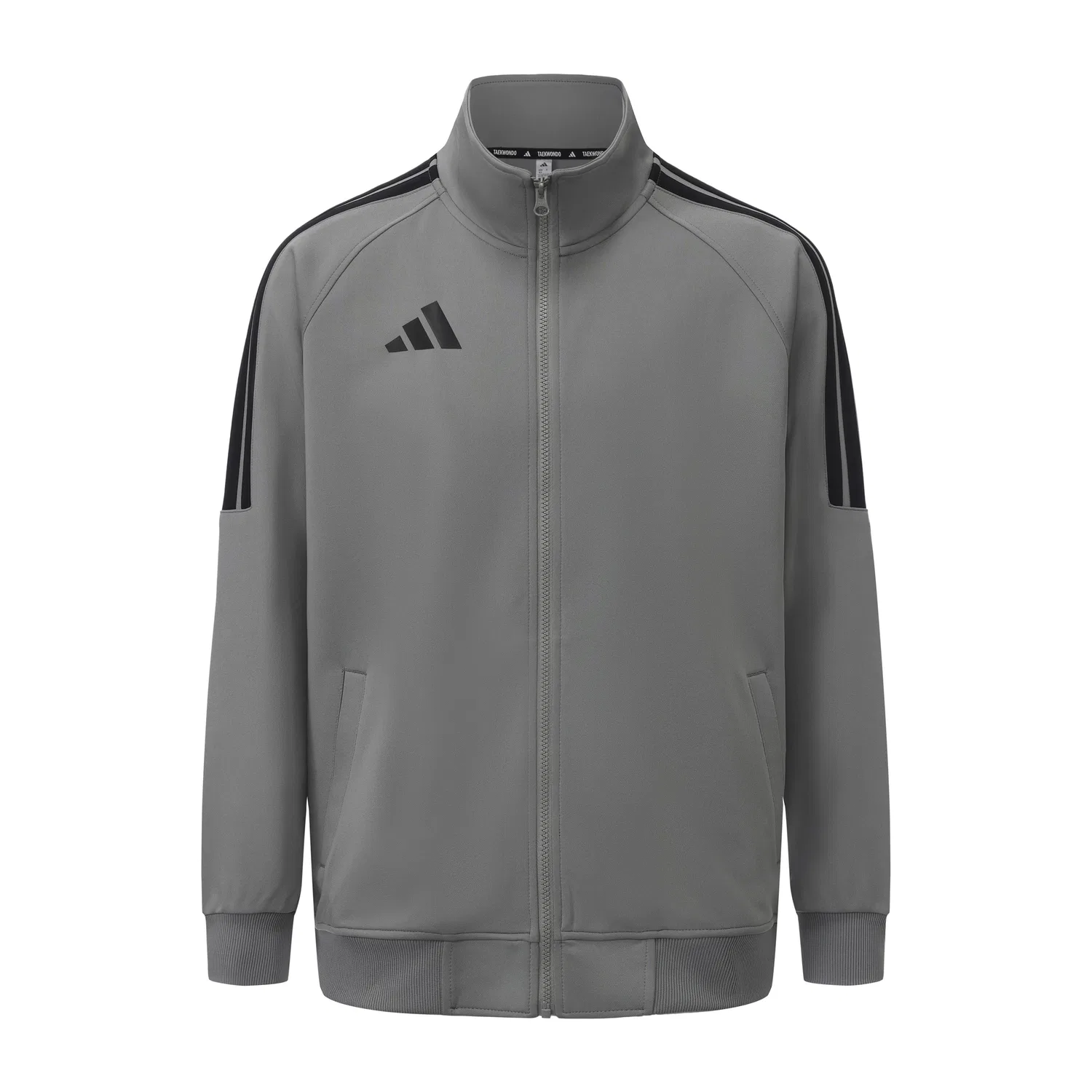Женская куртка с воротником-стойкой Adidas, Gray with Black Stripes