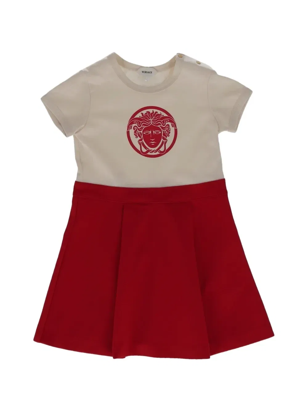 Плиссированное платье с декором Medusa Head Versace Kids, красный
