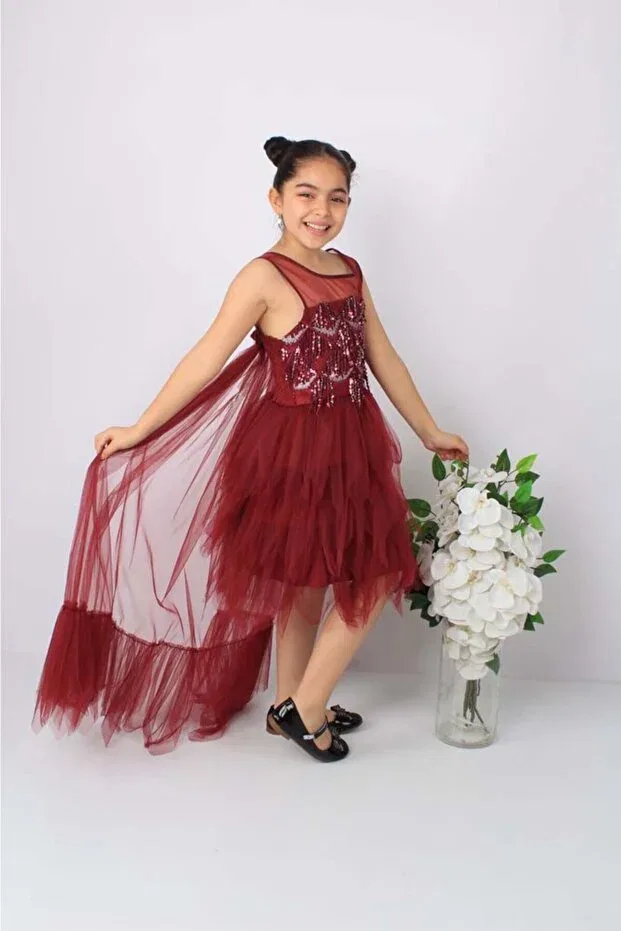 Детское вечернее платье с пайетками Öfi Kids, Burgundy