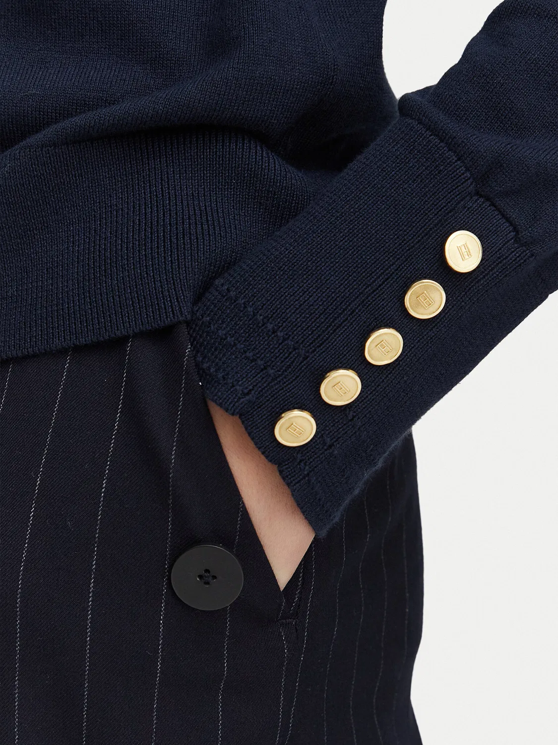 Женский пуловер стандартного кроя Jersy Wine Tommy Hilfiger, темно-синий — фото 4