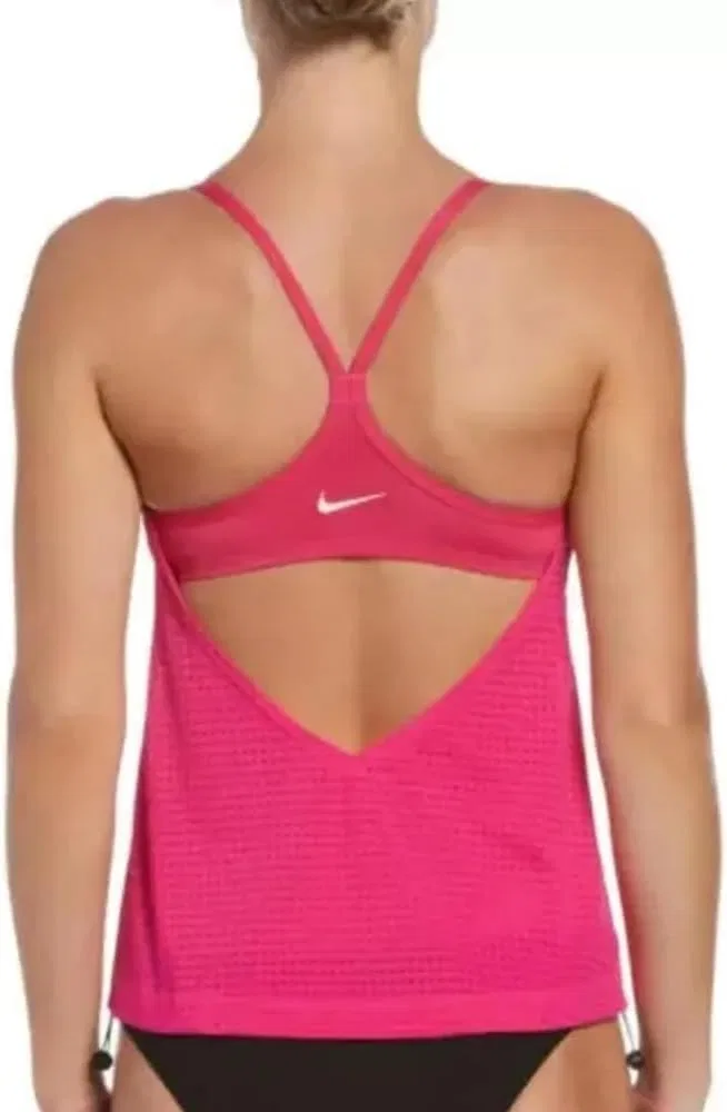 Женский спортивный танкини-сет с поддержкой Nike, Hyper Pink/Black — фото 2