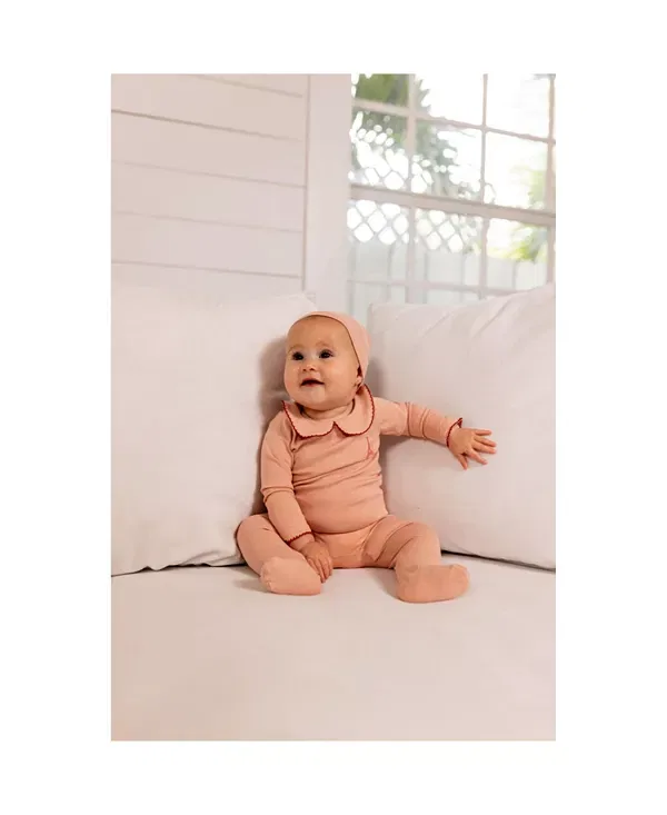 Детский комбинезон для девочек с длинным рукавом French Grandpa Footie Pouf, розовый — фото 2