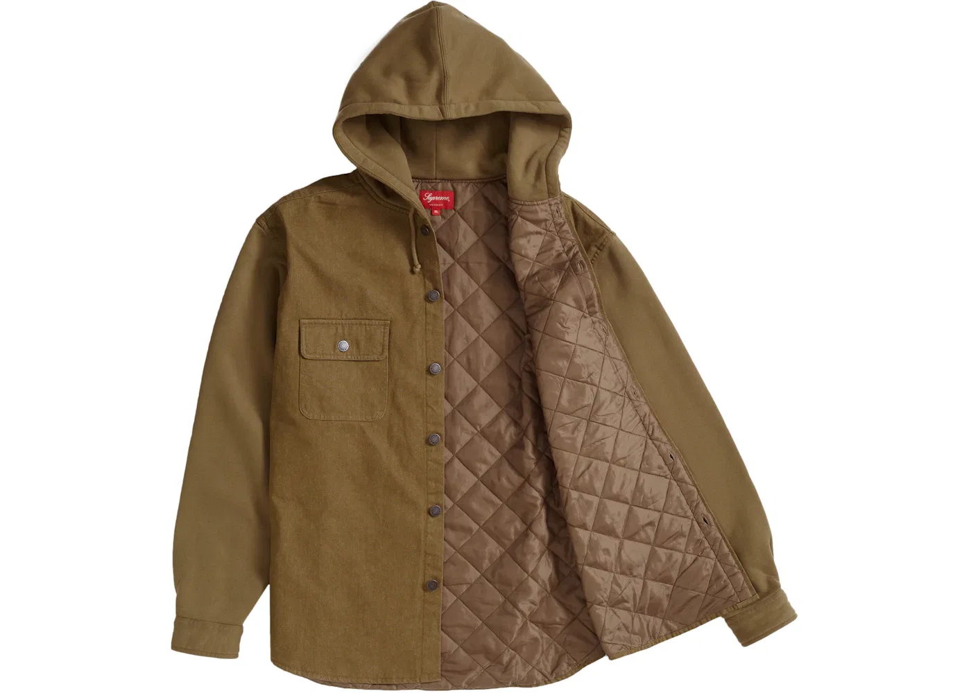 Мужская флисовая джинсовая рубашка с капюшоном Supreme, Brown — фото 2