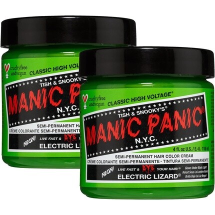 

Краска для волос Manic Panic Electric Lizard Classic Creme Vegan, зеленая полуперманентная краска для волос без жестокости, 118 мл