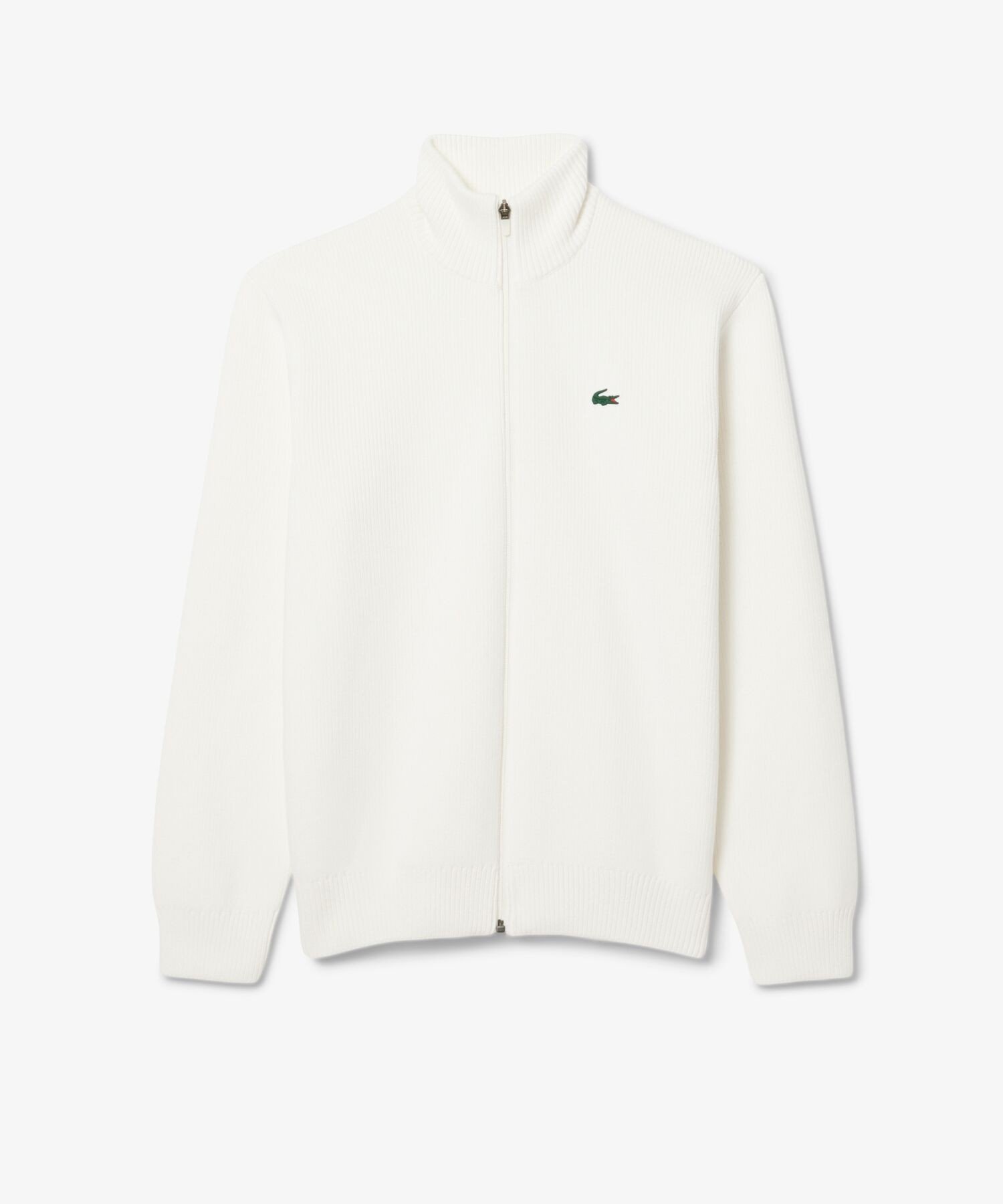 Свитер на молнии из смесовой хлопковой ткани LACOSTE, White — фото 4