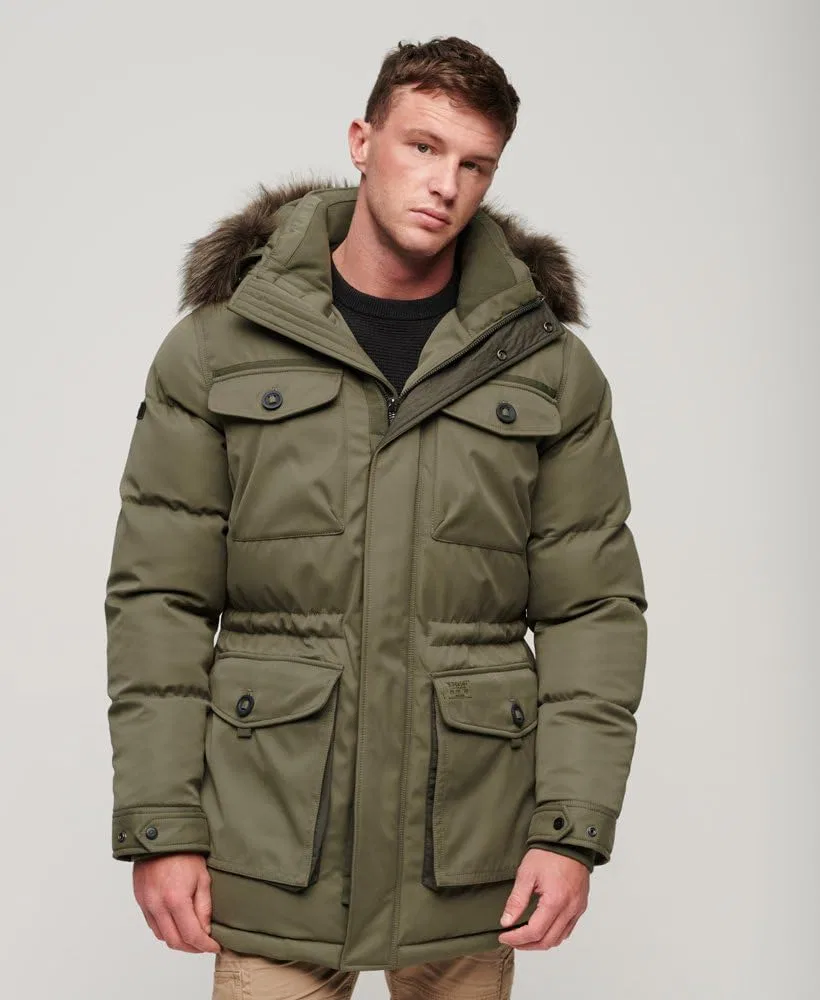 Мужское пальто с искусственным мехом Chinook Superdry, Dusty Olive Green — фото 2