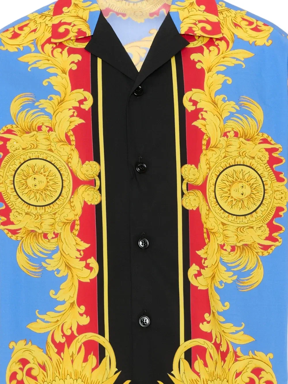 Рубашка с короткими рукавами и барочным принтом Versace Kids, синий — фото 3
