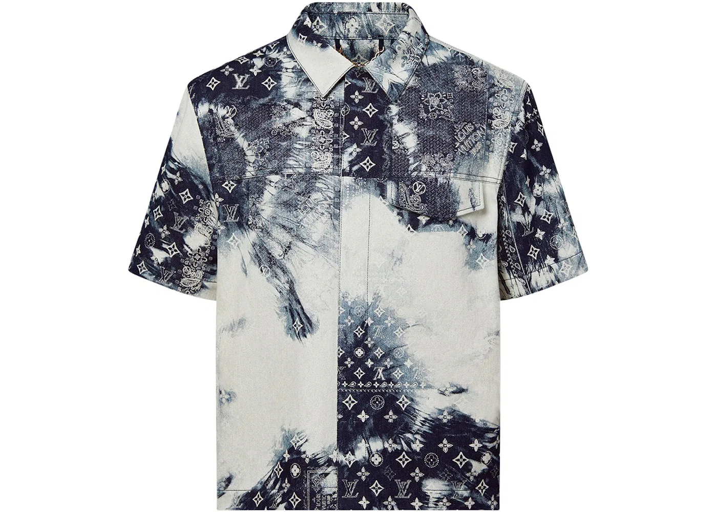Мужская рубашка с принтом Shirt Louis Vuitton, Indigo White