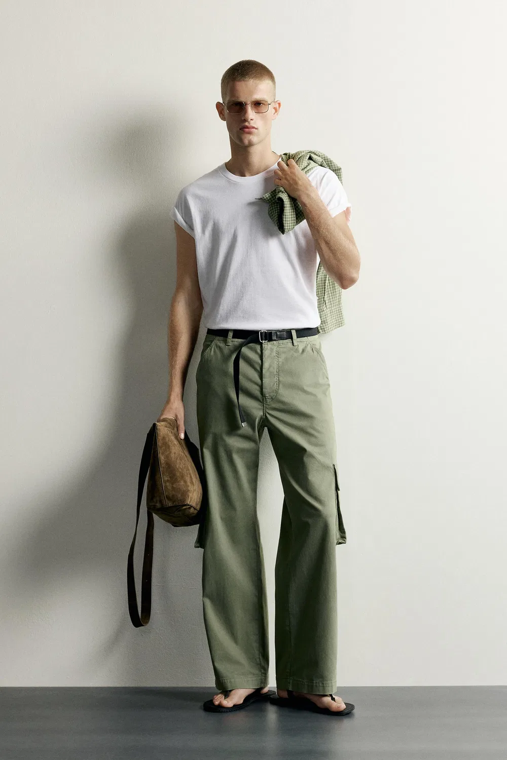 Брюки-карго свободного кроя ZARA, Green