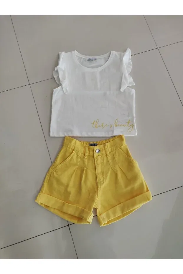 Детские шорты для девочек с защипами Nk Kids, Yellow — фото 2