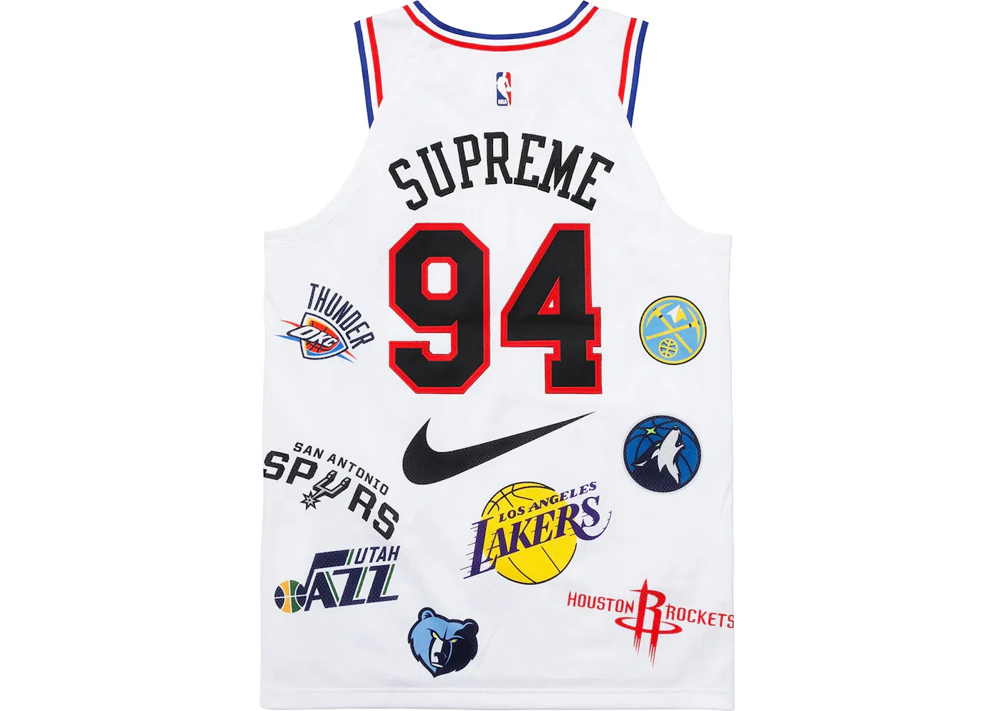 Мужская баскетбольная джерси с принтом логотипов всех команд NBA Supreme Nike NBA Teams Authentic Jersey, White — фото 2