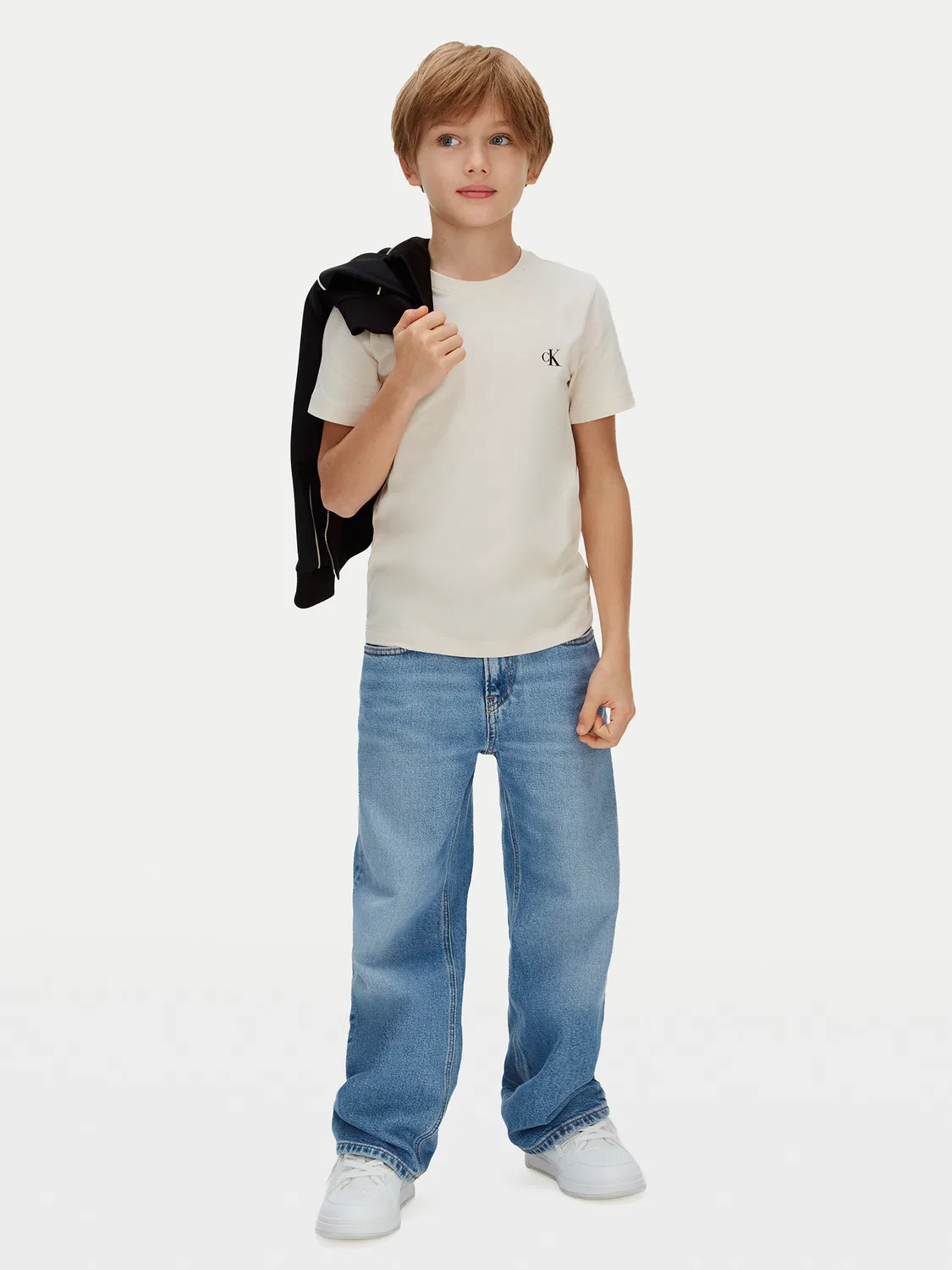 Комплект из футболок стандартного кроя для мальчика Monologo Calvin Klein Jeans, бежевый — фото 2
