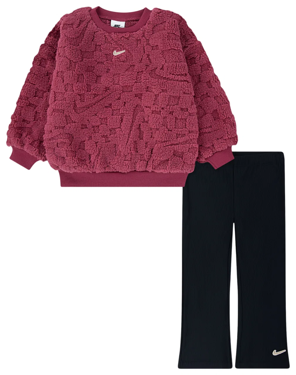 Детский комплект из топа и брюк клеш Nike Cozy Flare Leg Pants Set, цвет Black/Sweet Beet