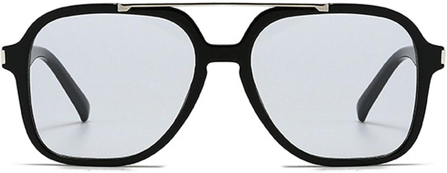 

Модные солнцезащитные очки большого размера с квадратной оправой и двойной перемычкой для женщин, очки-пилот с защитой от УФ-излучения UV400, ретро-очки для мужчин, темно-зеленые солнцезащитные очки Generic, Black Gray