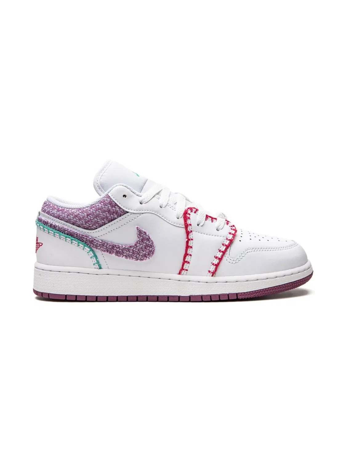 Кроссовки Jordan 1 Low в белом и светлом бордо — фото 4