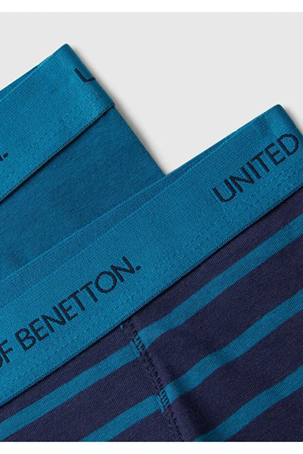 Детский комплект боксеров для мальчиков в полоску United Colors Of Benetton, Navy Blue-Blue — фото 3