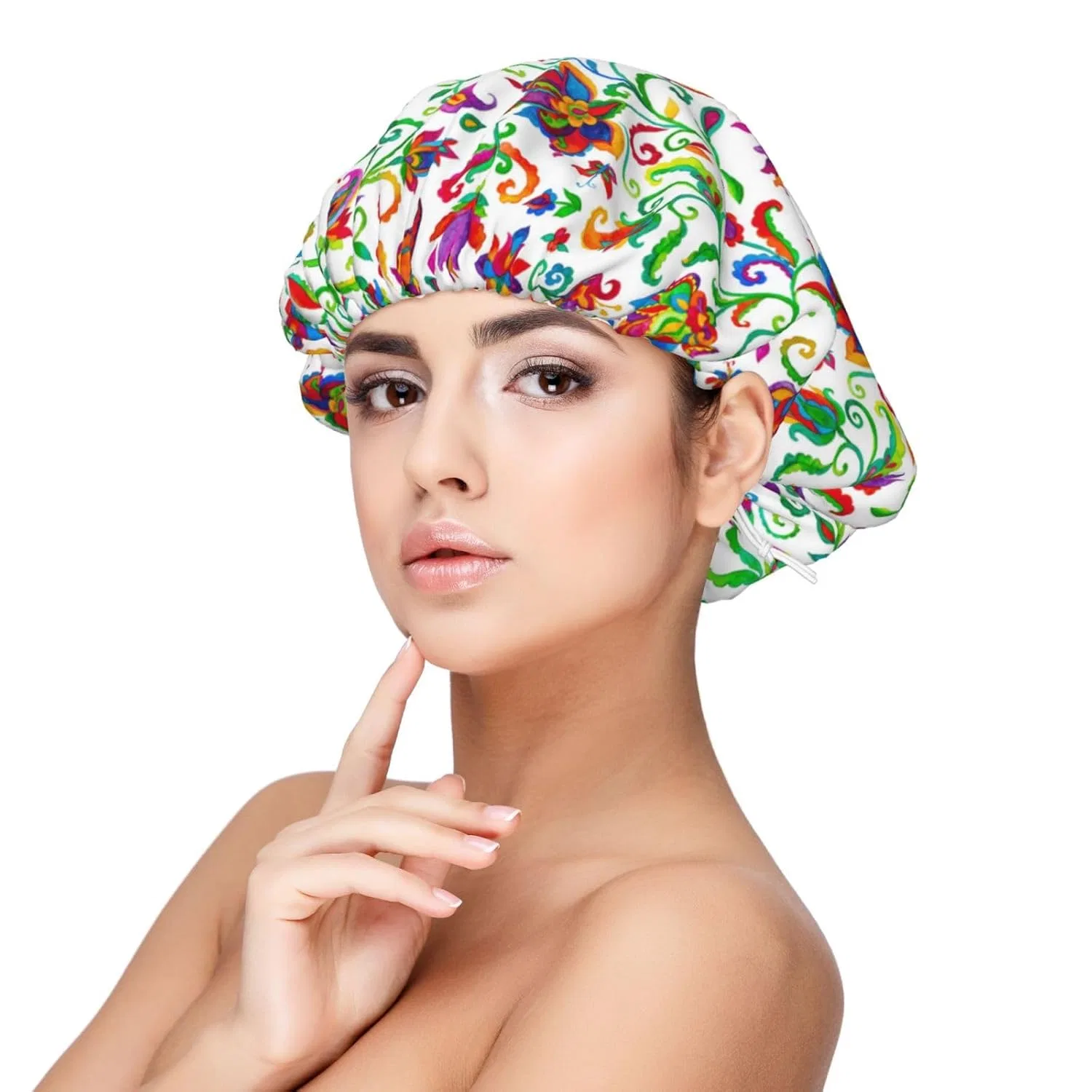 Шапочка для душа из сатина Kuilepa двойная, 33 см, Paisley